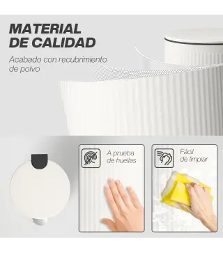 Cubo de Basura Cocina 30L con Pedal Tapa de Cierre Suave y Cubo Extraíble para Dormitorio Oficina Estudio Salón Crema