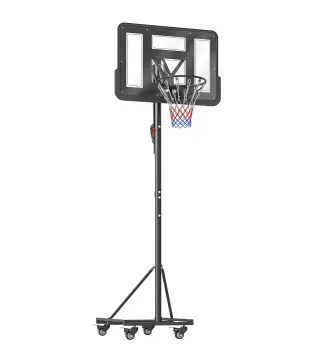 Canasta de Baloncesto para Exterior Ajustable de 235-305 cm con Tablero Irrompible 110 cm Saco de peso y Ruedas Negro