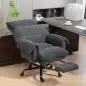 Silla de Escritorio con Reposapiés Respaldo Reclinable y Alto Asiento y Reposabrazos Anchos Acolchado Grueso Gris Oscuro
