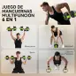 Juego de Mancuernas Ajustables 20 kg 6 en 1 como Kettlebell Barra Mancuernas Soporte para Flexiones para Gimnasio Casa