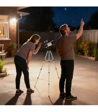 Telescopio Refractor Astronómico para Adultos y Principiantes Apertura 70 mm con Lente Barlow Trípode Ajustable Blanco