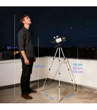 Telescopio Refractor Astronómico para Adultos y Principiantes Apertura 70 mm con Lente Barlow Trípode Ajustable Blanco