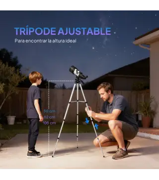 Telescopio Refractor Astronómico para Adultos y Principiantes Apertura 70 mm con Lente Barlow Trípode Ajustable Blanco