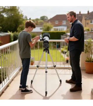 Telescopio Refractor Astronómico para Adultos y Principiantes Apertura 70 mm con Lente Barlow Trípode Ajustable Blanco