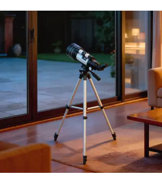 Telescopio Refractor Astronómico para Adultos y Principiantes Apertura 70 mm con Lente Barlow Trípode Ajustable Blanco
