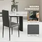 Pack de 6 Sillas de Comedor Modernas Tapizadas en Lino Sintético con Respaldo Alto y Patas de Metal 41x50x97 cm Gris