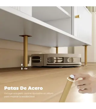 Mueble de TV Moderno con 2 Puertas 2 Estantes Abiertos Orificios Pasacables para TV 65 Pulgadas 140x38x45,9 cm Blanco