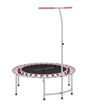 Cama Elástica Fitness Ø102 cm con Mango Ajustable de 5 Niveles y Marco de Acero para Entrenamiento Piernas Cuerpo Azul