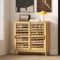 Zapatero con 2 Puertas Correderas de Lamas Estantes Ajustables para 16 Pares de Zapatos 80x35x80 cm Natural