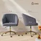 Silla de Oficina con Ruedas de Terciopelo con Respaldo Acolchado Altura Ajustable Espuma Alta Resiliencia Gris