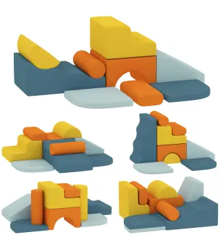 Juego de 9 Bloques de Espuma para Niños con Fundas de Terciopelo Lavables para Escalar y Gatear Multicolor