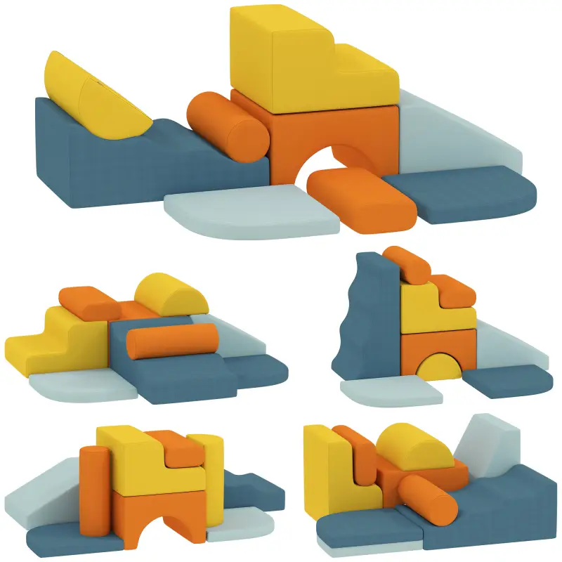Juego de 9 Bloques de Espuma para Niños con Fundas de Terciopelo Lavables para Escalar y Gatear Multicolor