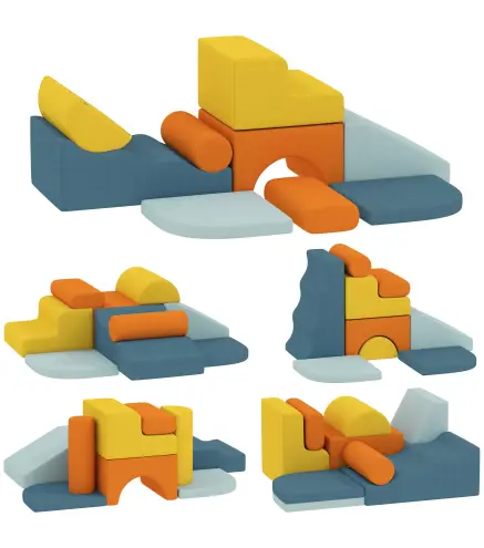 Juego de 9 Bloques de Espuma para Niños con Fundas de Terciopelo Lavables para Escalar y Gatear Multicolor