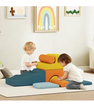 Juego de 9 Bloques de Espuma para Niños con Fundas de Terciopelo Lavables para Escalar y Gatear Multicolor