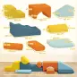 Juego de 9 Bloques de Espuma para Niños con Fundas de Terciopelo Lavables para Escalar y Gatear Multicolor