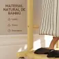 Galán de Noche Bambú con Ruedas Percha Superior Barras para Pantalones y Balda Inferior para zapatos Natural y Blanco