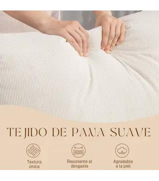 Silla Mecedora Nórdica con Reposapiés Respaldo Ajustable Mecedora de Pana Patas de Madera y Reposabrazos Cojín Crema