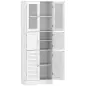 Columna de Baño Estrecha con Puertas de Vidrio Puertas de Lamas Estantes Ajustables 60x30x170 cm Blanco