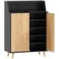 Zapatero Entrada Recibidor con 2 Puertas Estantes Ajustables y Compartimento Abierto 75x35x104 cm Negro y Natural
