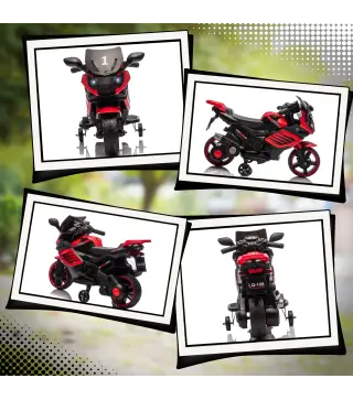 Moto Eléctrica para Niños 6V con Ruedas de Apoyo Música Faro para Niños de 18-36 Mesas Rojo