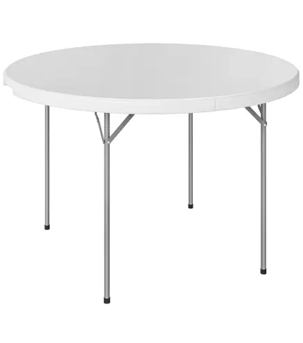 Mesa Plegable Camping 120x120x74 cm Mesa Plegable Portátil con Encimera de HDPE Almohadillas Antideslizantes Blanco