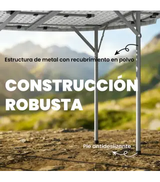 Mesa Plegable Camping 120x120x74 cm Mesa Plegable Portátil con Encimera de HDPE Almohadillas Antideslizantes Blanco