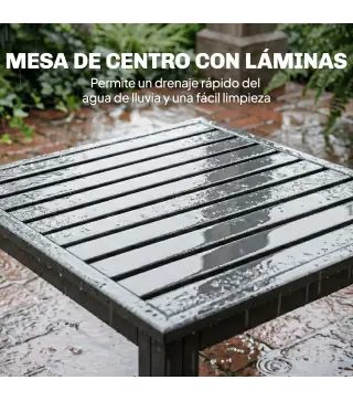 Conjunto de Jardín Exterior con Cojines 2 Sofás de 2 Plazas Reposabrazos Ajustables y Mesa de Centro de Listones Gris