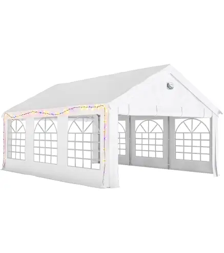 Carpa para Fiestas 4x6 m Carpa de Jardín con Paredes Extraíbles 2 Puertas y Ventanas UPF30+ para Boda Camping Blanco