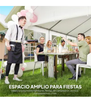 Carpa para Fiestas 4x6 m Carpa de Jardín con Paredes Extraíbles 2 Puertas y Ventanas UPF30+ para Boda Camping Blanco