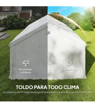 Carpa para Fiestas 4x6 m Carpa de Jardín con Paredes Extraíbles 2 Puertas y Ventanas UPF30+ para Boda Camping Blanco
