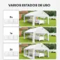 Carpa para Fiestas 4x6 m Carpa de Jardín con Paredes Extraíbles 2 Puertas y Ventanas UPF30+ para Boda Camping Blanco