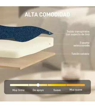 Butaca de Salón Giratorio 360° Altura Ajustable Asiento Ancho Tapizado en Lino Base de Metal Azul Oscuro