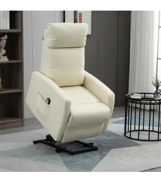 Sillón Levanta Personas Sillón Relax Eléctrico Sillón Elevador Reclinable 145° con Control Remoto 67x95x105 cm Crema