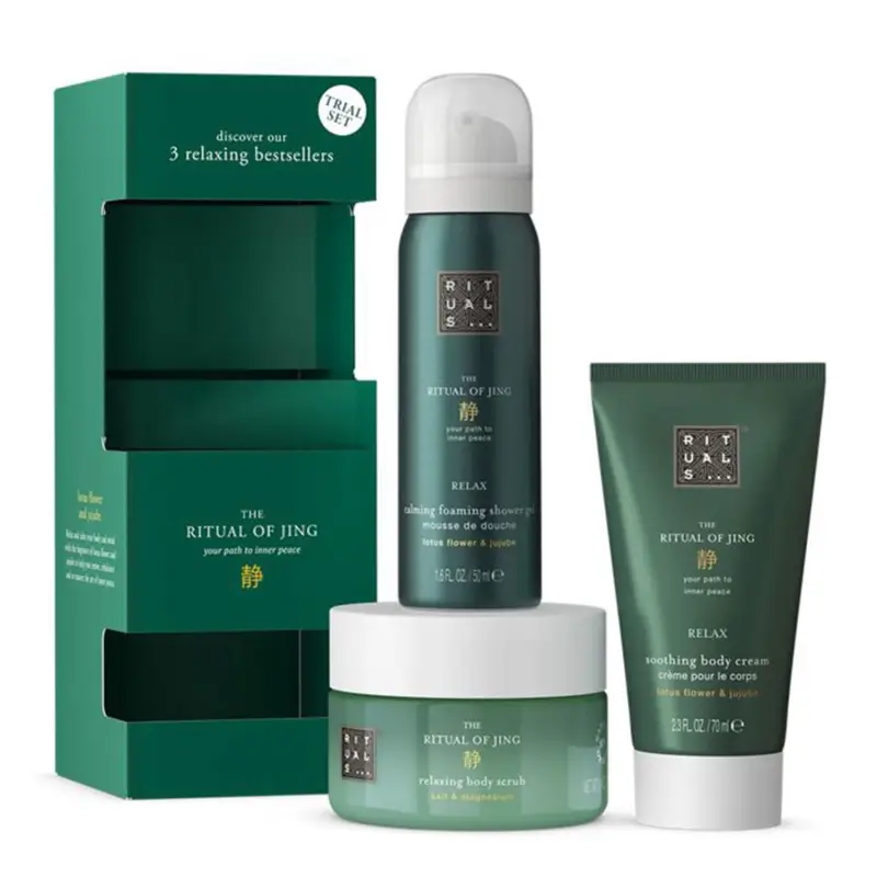 RITUALS OF JING EXFOLIANTE CORPORAL 125ML + RELAX GEL DE BAÑO 50ML + RELAX CREMA CORPORAL 70ML