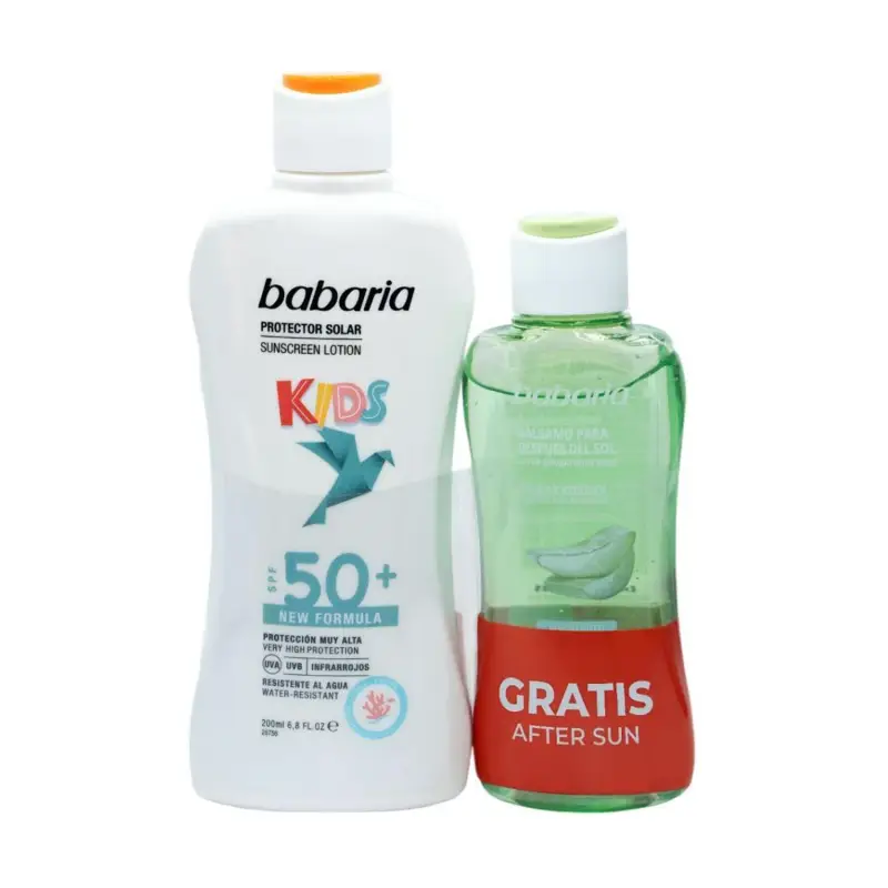 BABARIA KIDS PROTECTOR SOLAR SPF50+ RESISTENTE AL AGUA 200ML + BALSAMO AFTER SUN 1U BABARIA KIDS PROTECTOR SOLAR SPF50+ RESISTENTE AL AGUA 200ML + BALSAMO AFTER SUN 1U