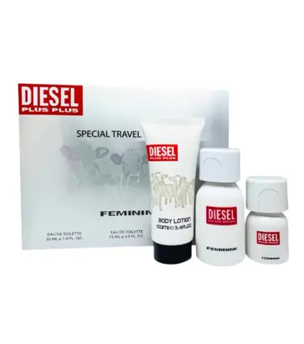 DIESEL PLUS SPECIAL TRAVEL FEMININE EAU DE TOILETTE 75ML + EAU DE TOILETTE 30ML VAPORIZADOR + CREMA CORPORAL PERFUMADA 100ML