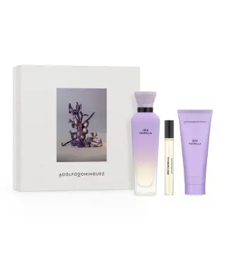 ADOLFO DOMINGUEZ IRIS VAINILLA EAU DE PARFUM 120ML VAPORIZADOR + LOCION CORPORAL PERFUMADA 1U + VIAL 10ML VAPORIZADOR