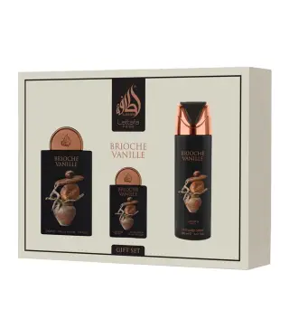 LATTAFA BRIOCHE VANILLE EAU DE PARFUM 100ML + SPRAY CORPORAL PERFUMADO 200ML VAPORIZADOR + EAU DE PARFUM 20ML