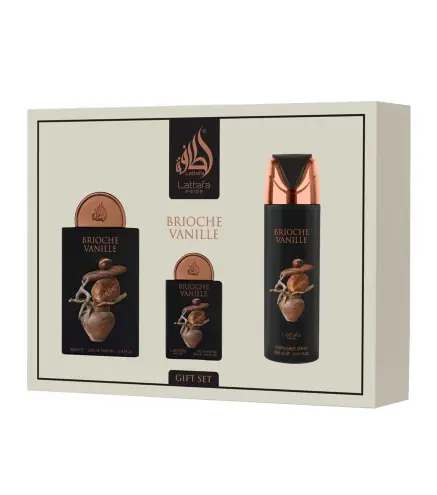 LATTAFA BRIOCHE VANILLE EAU DE PARFUM 100ML + SPRAY CORPORAL PERFUMADO 200ML VAPORIZADOR + EAU DE PARFUM 20ML