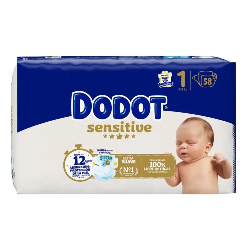 DODOT SENSITIVE PAÑALES 2-5KG 5000GR DODOT SENSITIVE PAÑALES 2-5KG 5000GR