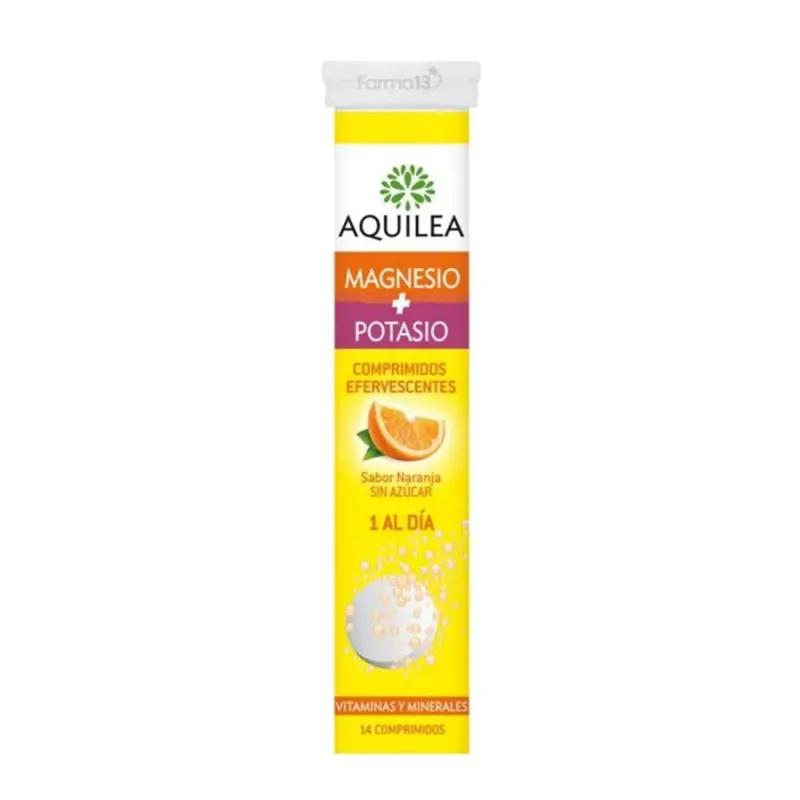 AQUILEA MAGNESIO + POTASIO PASTILLAS EFERVESCENTES SABOR NARANJA SIN AZUCAR 1UN