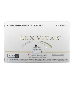 LEX VITAE Q10 Y POLIFENOLES DE UVA COMPLEMENTO ALIMENTICIO DE VITAMINAS 60UN