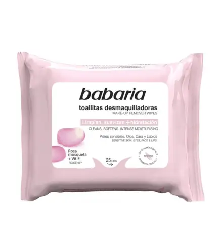 BABARIA ROSA MOSQUETA TOALLITAS DESMAQUILLANTES 25UN