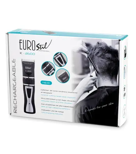EUROSTIL ELECTRICA K3600 CERAMICO RECARGABLE MAQUINA CORTAPELO CABELLO NEGRO NEGRO 5W 1UN