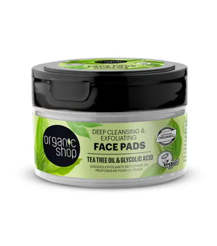 ORGANIC SHOP TEA TREE DISCOS FACIALES EXFOLIANTES OIL DEEP CLEANSING 20UN