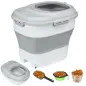 Contenedor de Comida para Perros 25L con Ruedas Taza Medidora Cuenco Plegable y Cuchara Gris Contenedor de Comida para Perros 25L con Ruedas Taza Medidora Cuenco Plegable y Cuchara Gris