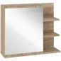 Armario con Espejo para Baño con 3 Estantes Abiertos y 1 Estante Interior Estilo Moderno 60x18x50 cm Natural Armario con Espejo para Baño con 3 Estantes Abiertos y 1 Estante Interior Estilo Moderno 60x18x50 cm Natural