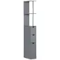 Columna de Baño Moderno Mueble Auxiliar de Baño con 2 Estantes 2 Cajones y 1 Puerta Antivuelco 15x33x136,8 cm Gris