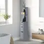 Columna de Baño Moderno Mueble Auxiliar de Baño con 2 Estantes 2 Cajones y 1 Puerta Antivuelco 15x33x136,8 cm Gris