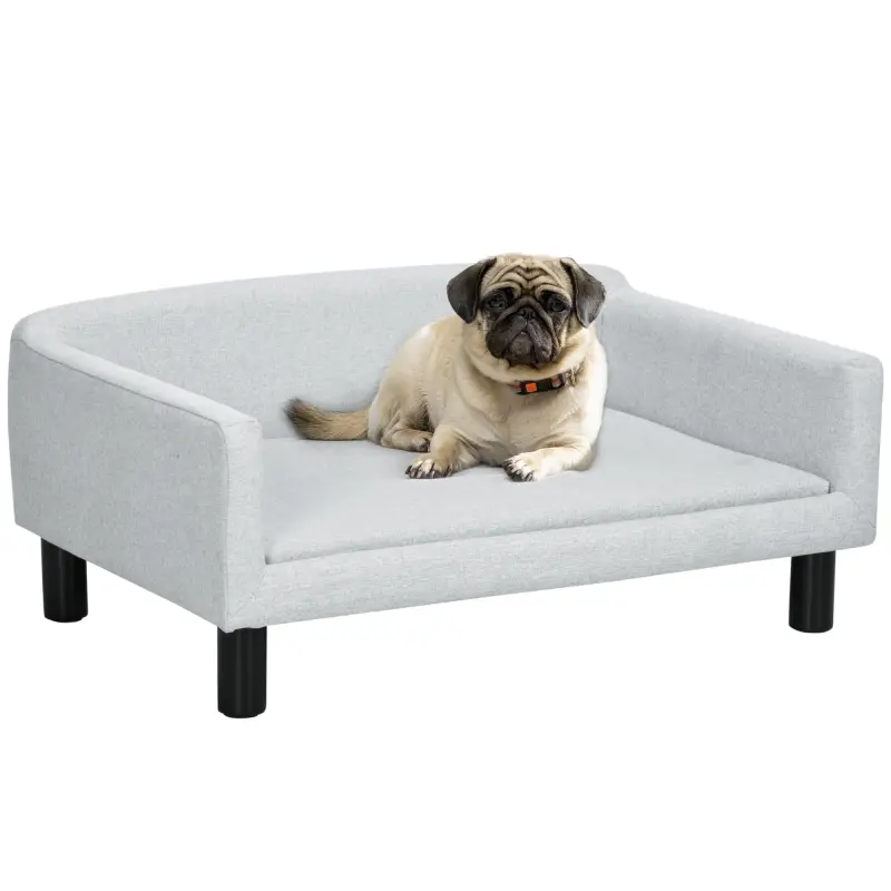 Sofá para Perros Medianos con Patas de Madera Cama para Mascotas Carga 20 kg 82x54x36 cm Gris Sofá para Perros Medianos con Patas de Madera Cama para Mascotas Carga 20 kg 82x54x36 cm Gris